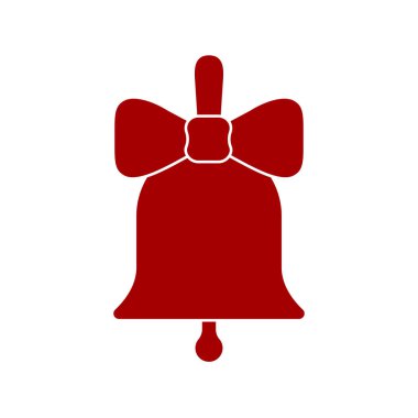 İşareti Noel bell. Beyaz arka plan üzerinde izole kırmızı simgeyle gösterilir. Vektör çizim