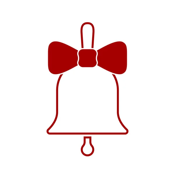 Firma Campana Navidad Icono Rojo Aislado Sobre Fondo Blanco Ilustración — Vector de stock