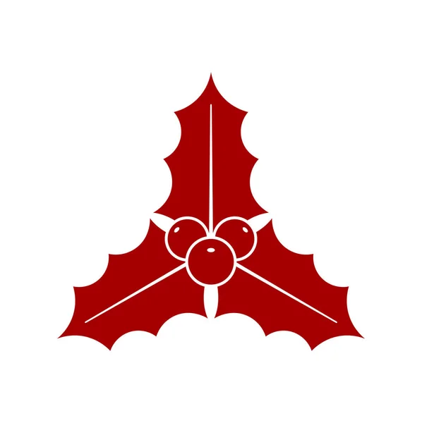 Рождественская Омела Листьями Ягодами Цвет Плоский Значок Изолирован Белом Фоне — стоковый вектор