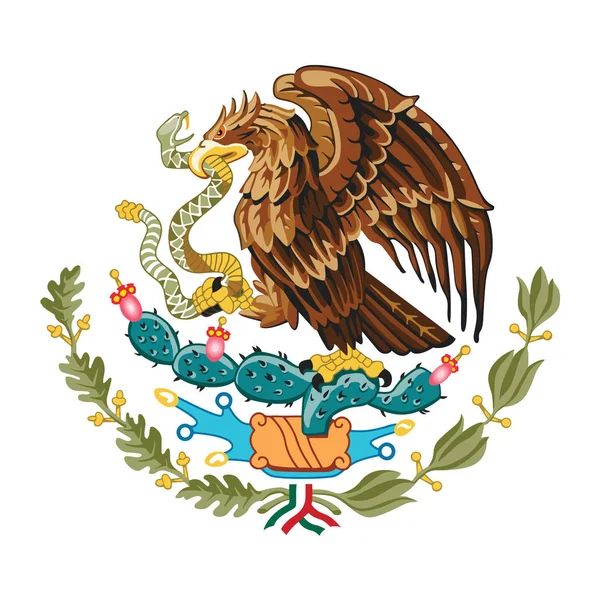 Escudo Armas México Águila Sentada Cactus Comiendo Una Serpiente Símbolo — Archivo Imágenes Vectoriales