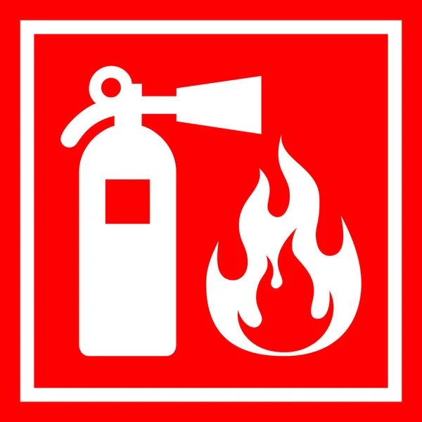 Fire Safety Red Banner Isolated White Background Fire Extinguisher Flame — Stock Vector