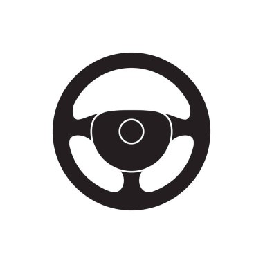 Direksiyon simidi simgesi. İzole siyah sembolü beyaz arka plan üzerinde araba direksiyon. Vektör çizim