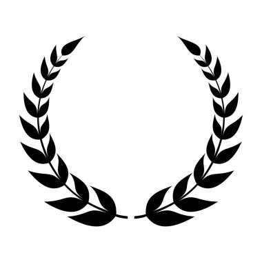 Laurel çelenk ikonu. Defne dallarından yapılmış bir amblem. Laurel yüksek kaliteli zeytin bitkilerinin sembolünü bırakıyor. Beyaz arka planda izole edilmiş işaret. Vektör illüstrasyonu