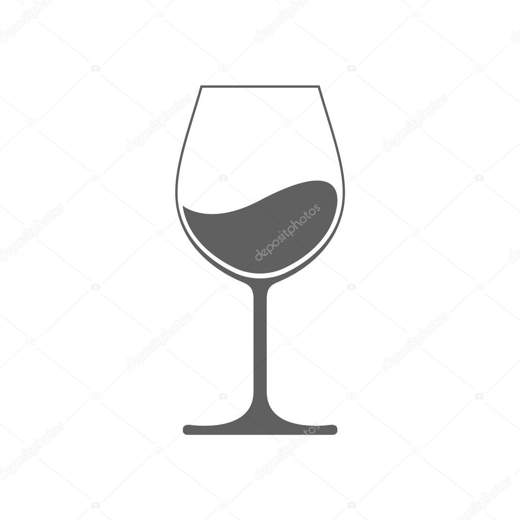 Wine glass icon with wine. Isolated sign glass of wine on white background. Vector illustration.