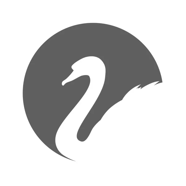 Señal Cisne Cabeza Logo Cisne Pato Silueta Blanco Aislado Círculo — Archivo Imágenes Vectoriales