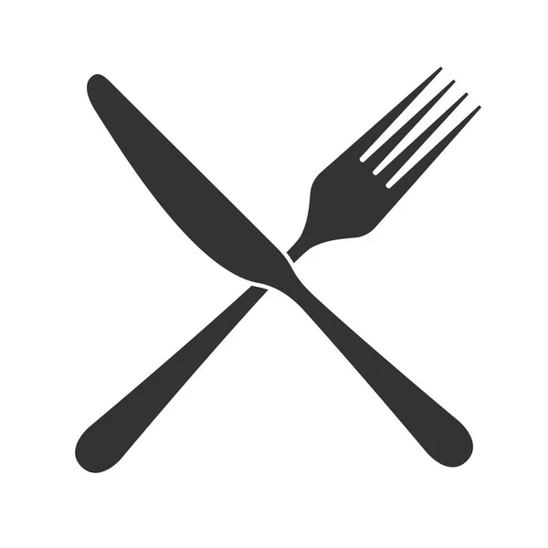 Cuchillo Tenedor Icono Diseño Plano Muestra Cuchillo Cruzado Con Tenedor — Vector de stock
