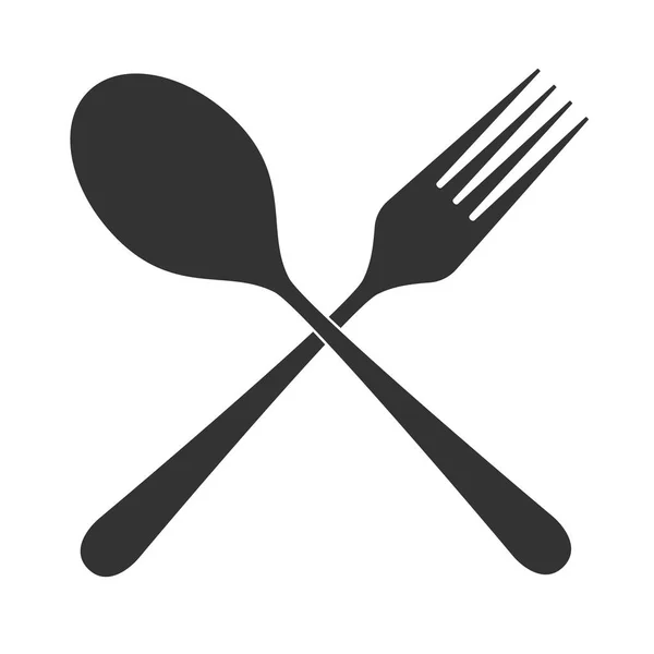 Pictogram Bestek Gekruiste Lepel Vork Restaurant Borden Symbool Bestek Vectorillustratie — Stockvector