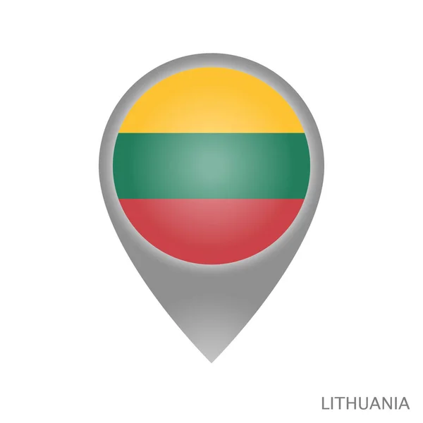 Aanwijzer Van Kaart Met Vlag Van Litouwen Kleurrijke Aanwijzer Pictogram — Stockvector