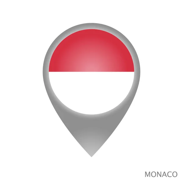 Kartpekaren Med Flagga Monaco Färgglada Pekarikon För Karta Vektorillustration — Stock vektor