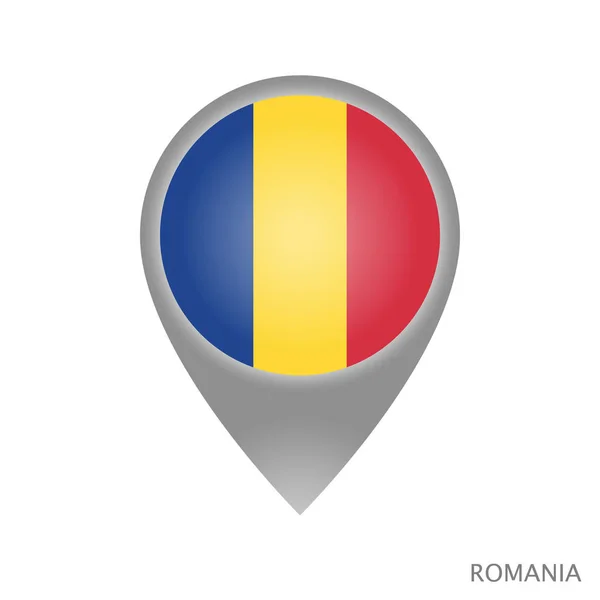 Pointeur Carte Avec Drapeau Roumanie Icône Pointeur Coloré Pour Carte — Image vectorielle
