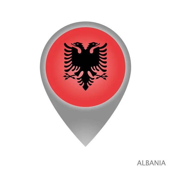 Kartpekaren Med Flagga Albanien Färgglada Pekarikon För Karta Vektorillustration — Stock vektor