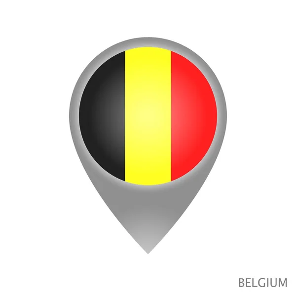 Pointeur Carte Avec Drapeau Belgique Icône Pointeur Coloré Pour Carte — Image vectorielle