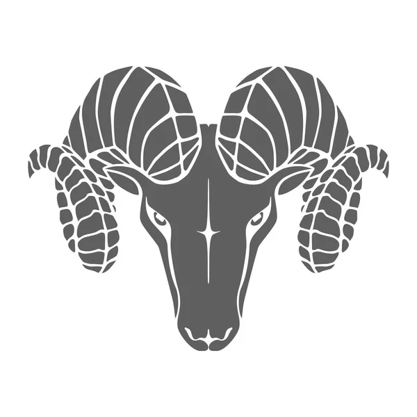 アイコンの牡羊座 アルガリのシンボルです 黒い印頭 白い背景で隔離の Ram 抽象的なフラット ベクトル図 — ストックベクタ