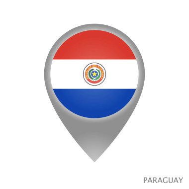 Harita göstergesi ile Paraguay bayrağı. Harita için renkli işaretçi simgesi. Vektör çizim.