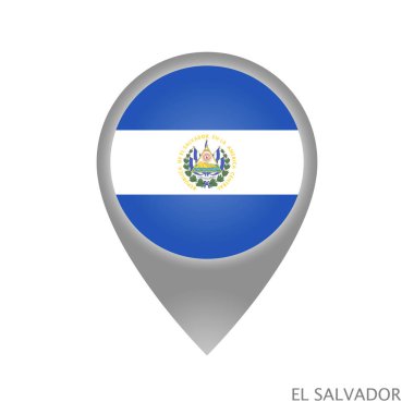 İşaretçi El Salvador bayrağı ile eşleyin. Harita için renkli işaretçi simgesi. Vektör çizim.