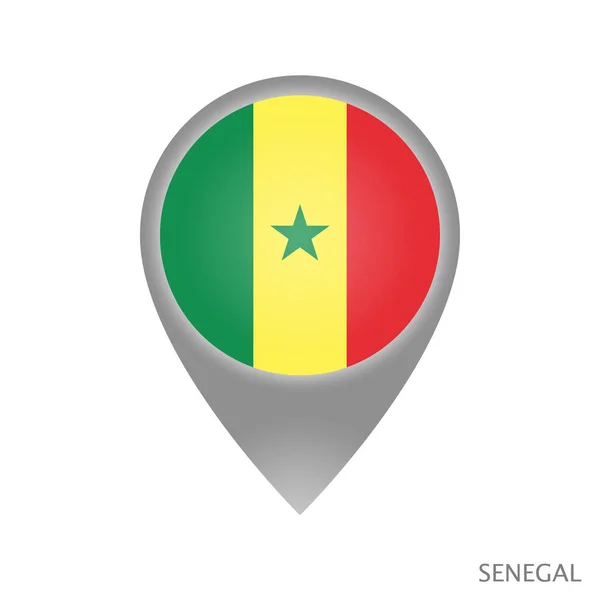 Puntero Mapa Con Bandera Senegal Icono Puntero Colorido Para Mapa — Vector de stock