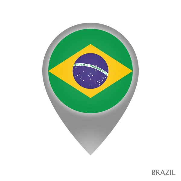 Harita Göstergesi Brezilya Bayrağı Ile Harita Için Renkli Işaretçi Simgesi — Stok Vektör