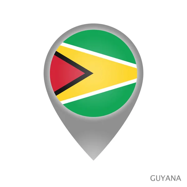 Harita Göstergesi Guyana Bayrağı Ile Harita Için Renkli Işaretçi Simgesi — Stok Vektör