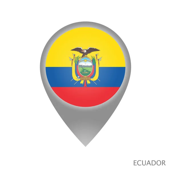 Puntero Mapa Con Bandera Ecuador Icono Puntero Colorido Para Mapa — Vector de stock