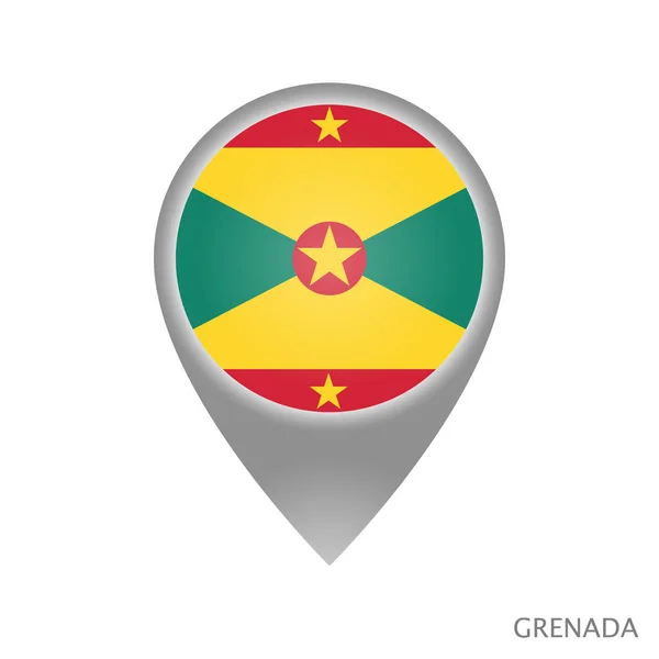 Harita Göstergesi Grenada Bayrağı Ile Harita Için Renkli Işaretçi Simgesi — Stok Vektör