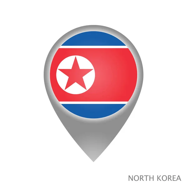 Puntero Mapa Con Bandera Corea Del Norte Icono Puntero Colorido — Vector de stock