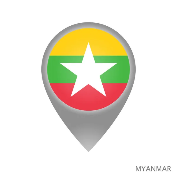 Puntero Mapa Con Bandera Myanmar Icono Puntero Colorido Para Mapa — Vector de stock