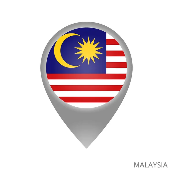 Puntero Mapa Con Bandera Malasia Icono Puntero Colorido Para Mapa — Vector de stock