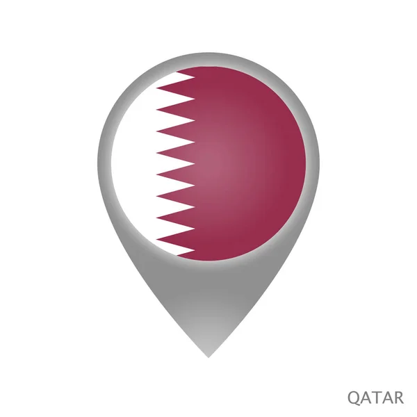 Mapa Puntero Con Bandera Qatar Icono Puntero Colorido Para Mapa — Vector de stock