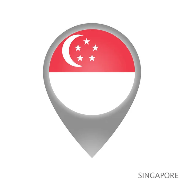 Puntero Mapa Con Bandera Singapur Icono Puntero Colorido Para Mapa — Vector de stock