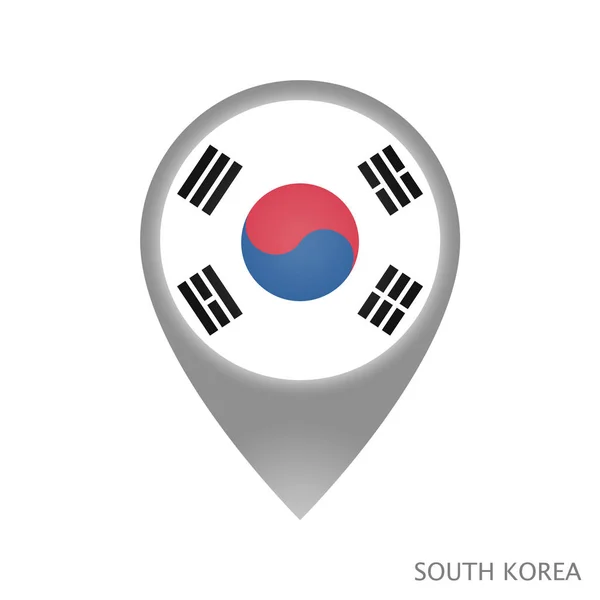 Puntero Mapa Con Bandera Corea Del Sur Icono Puntero Colorido — Vector de stock