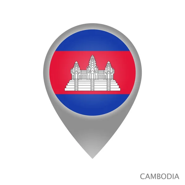 Kartenzeiger Mit Der Flagge Kambodschas Buntes Zeiger Symbol Für Die — Stockvektor