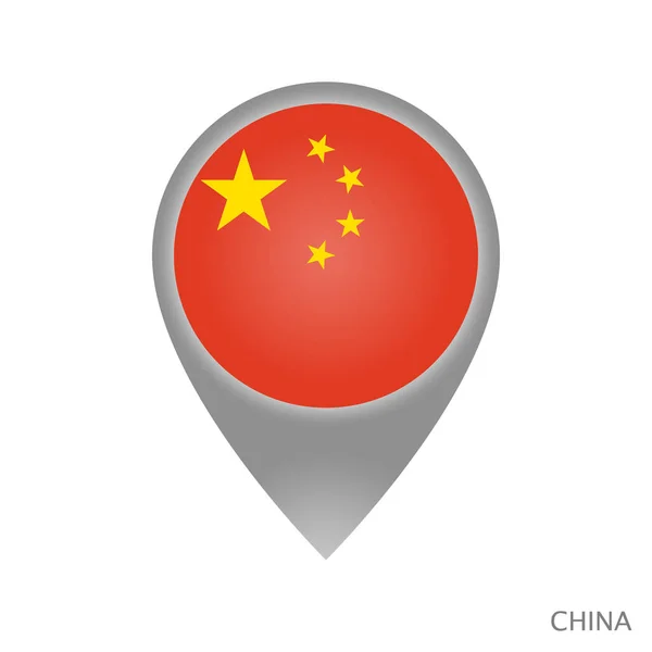 Mapy Wskaźnik Flaga Chińskiej Republiki Ludowej Kolorowy Wskaźnik Ikona Mapy — Wektor stockowy