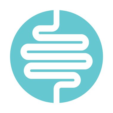 Bağırsak insan kutsal kişilerin resmi. Beyaz zemin üzerinde bir dairede izole tıbbi sembolü. Vektör çizim