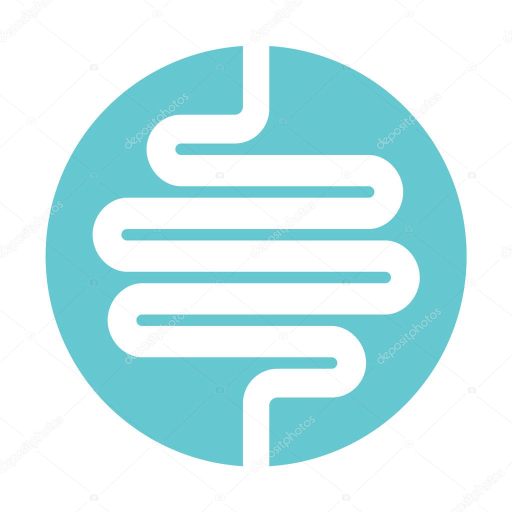 Intestine human icon. Isolated medical symbol in circle on white background. Vector illustration