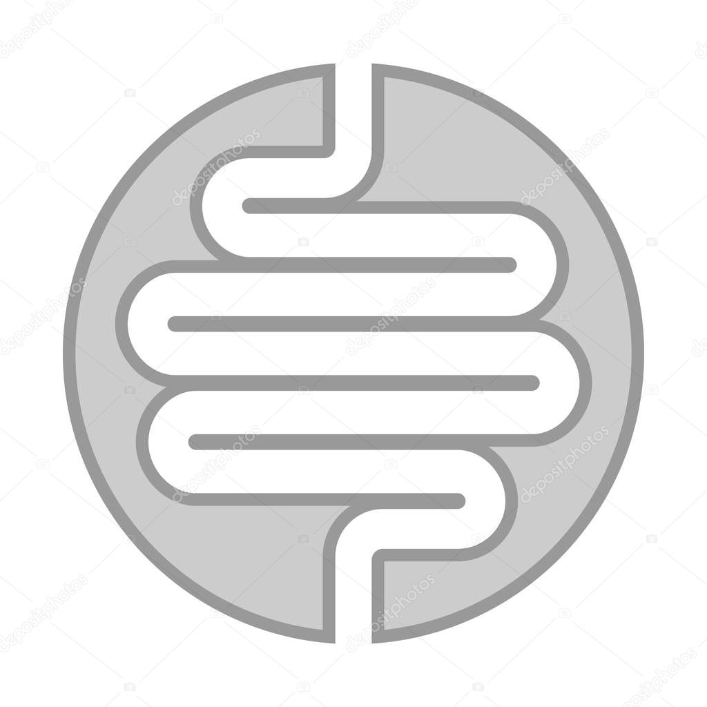 Intestine human icon. Isolated medical symbol in circle on white background. Vector illustration