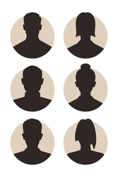 Set signs mens and womens avatar. Icons male and female silhouettes. Profiles abstract people. Unknown or anonymous person. Vector illustration 