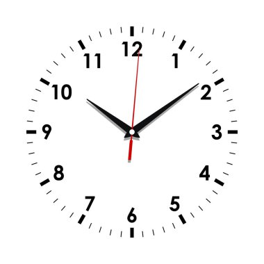 Saat yüz simgesi. Sembol saati beyaz arkaplanda izole edilmiş. Tasarım şablonu yakın plan. Vektör illüstrasyonu 