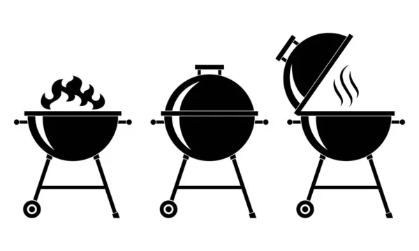 Asadores de barbacoa set iconos — Vector de stock