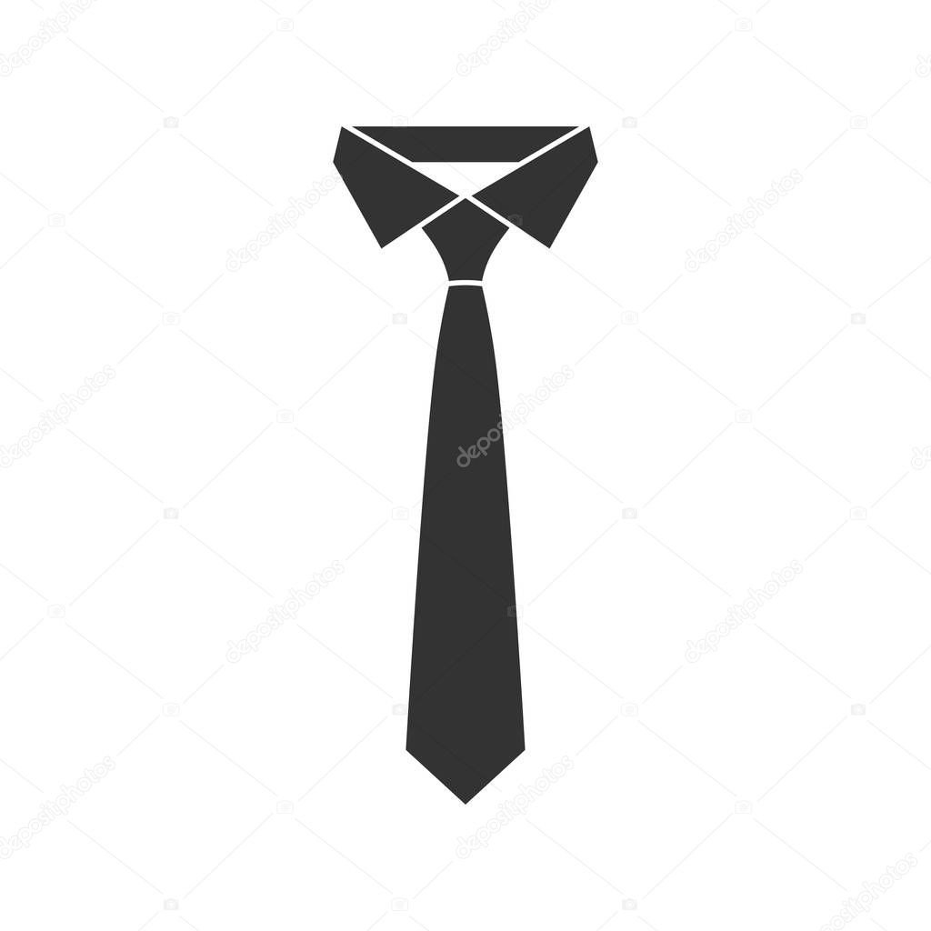 Necktie black graphic icon. Necktie sign isolated on white background in flat design. Vector illustration