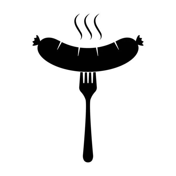 Salchicha caliente en tenedor — Vector de stock