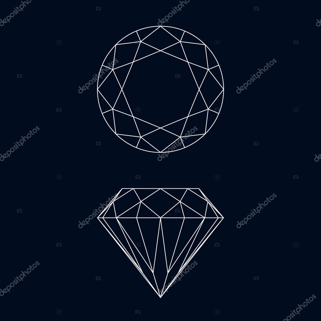 Diamond graphic icons. Diamond symbols isolated on black background. Vector illustration