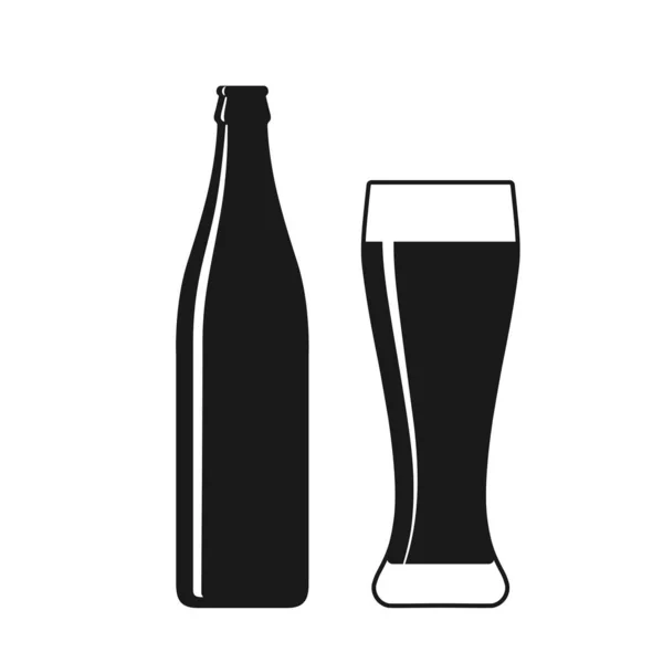 Bouteille de bière et symbole en verre — Image vectorielle