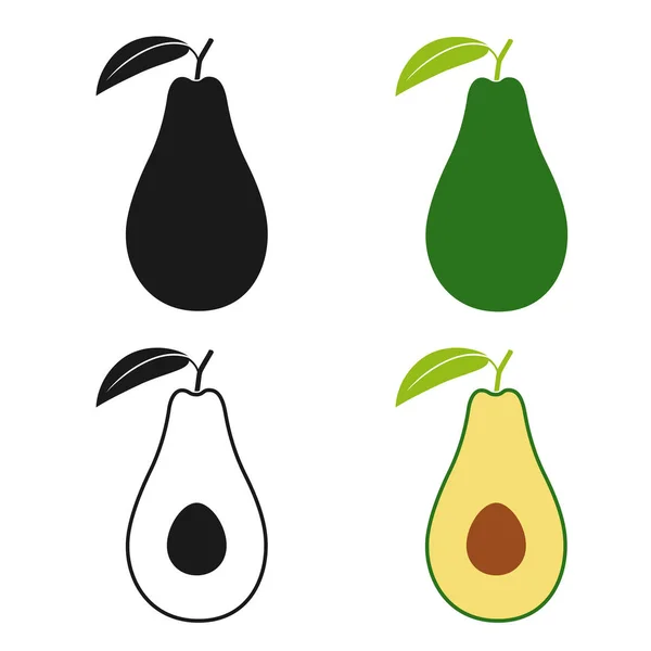 Avocado set icons — Stock Vector