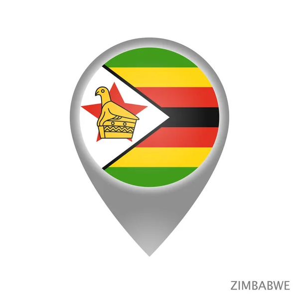 Puntero Mapa Con Bandera Zimbabwe Icono Puntero Colorido Para Mapa — Vector de stock