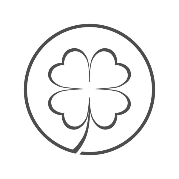 Τριφύλλι Σύμβολο Τέσσερα Πέταλα Τριφύλλι Σημάδι Στον Κύκλο Απομονώνονται Λευκό — Διανυσματικό Αρχείο
