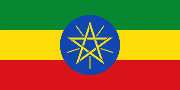 Bandiera Etiopia Con Colori Ufficiali Rapporto Aspetto Illustrazione Vettoriale Piatto — Vettoriale Stock