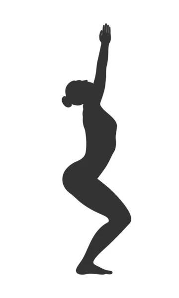 Mujer Yoga Pose Icono Gráfico Silueta Una Mujer Practicando Yoga — Vector de stock