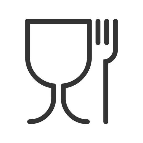 安全食品图形图标 与食物接触的符号安全材料 酒杯和叉子抽象符号隔离在白色背景上 矢量说明 — 图库矢量图片