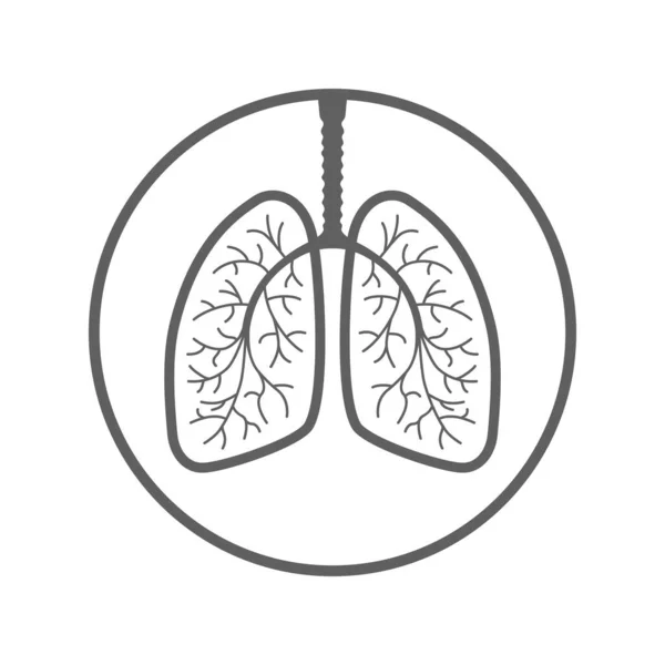 Lungs Icono Gráfico Signo Pulmones Humanos Círculo Aislado Sobre Fondo — Vector de stock