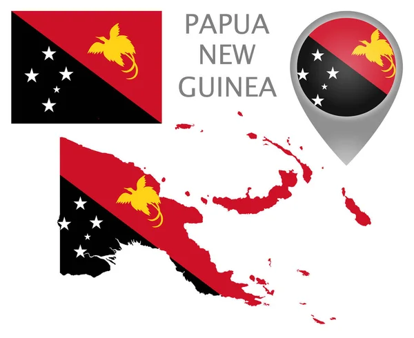 Bandera Colorida Indicador Mapa Mapa Papúa Nueva Guinea Los Colores — Vector de stock